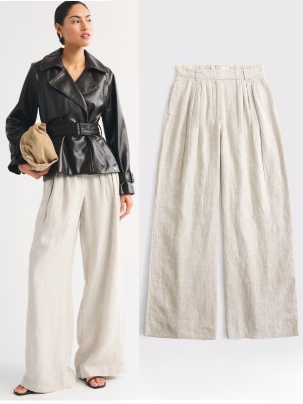 NWT Abercrombie & Fitch Linen High Rise Tailored Palazzo Pant